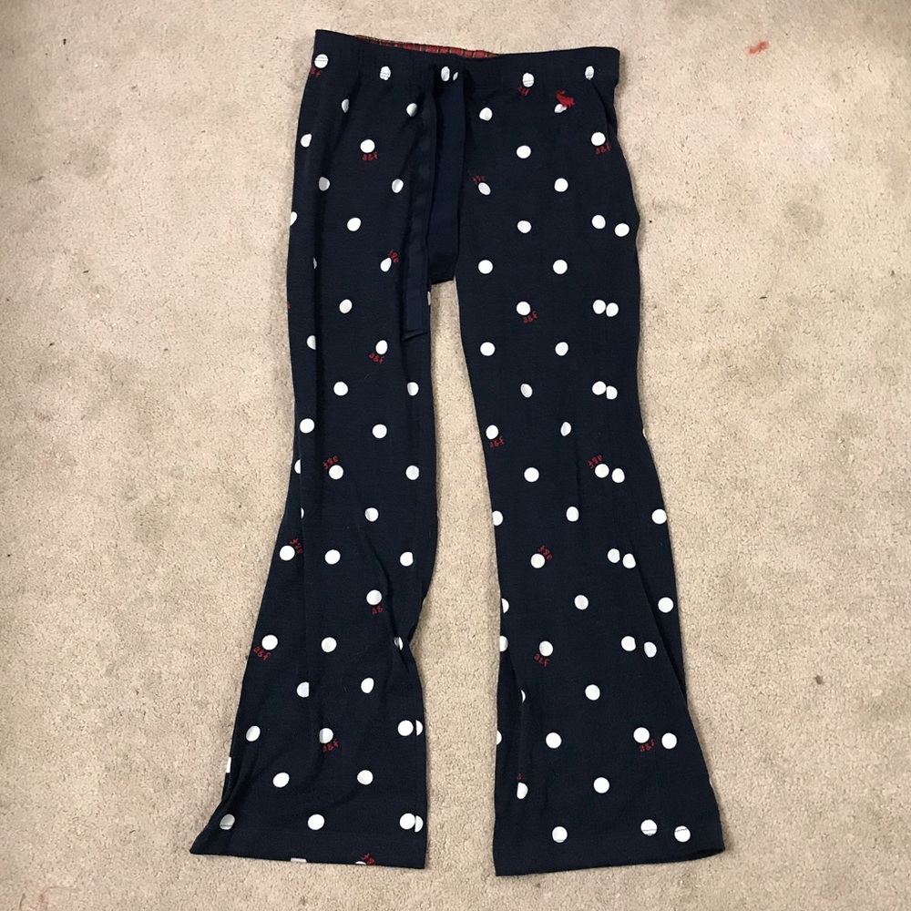 navy blue polka dot pajama bottoms